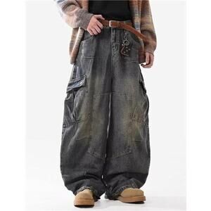 Women's Baggy Grey Jeans Oversized Pants Aesthetic Hip Hop Jeans Relaxed Fit